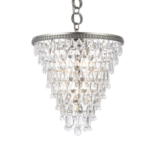 Nordic 5 light antique silver Pendant Clear Royal Cut Crystal