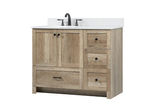 42 inch Single bathroom vanity in natural oak with backsplash