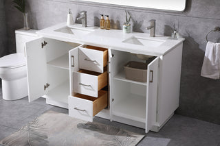 60 Inch Double Bathroom Vanity In White