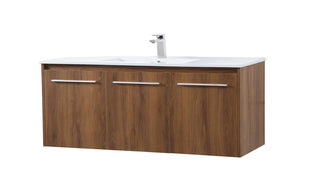 48 inch  Single Bathroom Floating Vanity in Walnut Brown