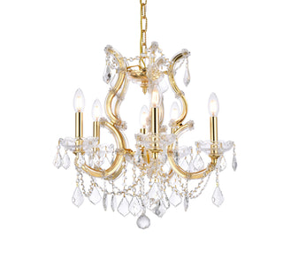 Maria Theresa 6 light Gold Pendant Clear Royal Cut Crystal