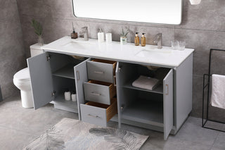 72 Inch Double Bathroom Vanity In Grey