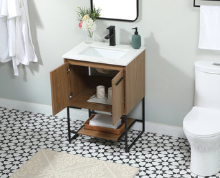 24 inch Single bathroom vanity in walnut brown