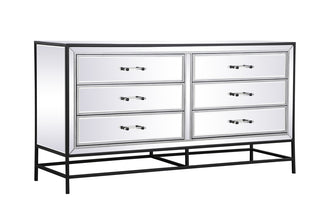 60 inch mirrored 6 drawers chest in black