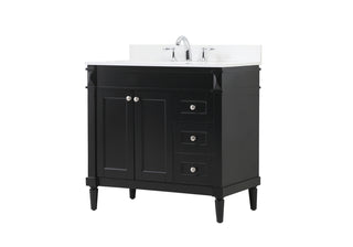 36 inch Single bathroom vanity in black with backsplash