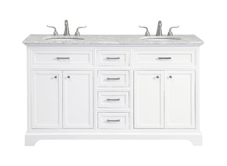 60 In. Double Bathroom Vanity Set In White