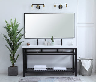 60 inch Double Bathroom Metal Vanity in Black