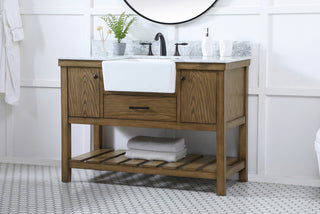 48 inch Single bathroom vanity in driftwood with backsplash
