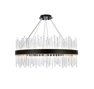 Dallas 32 inch round crystal pendant in black