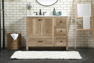 42 inch Single bathroom vanity in natural oak with backsplash