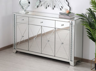 60 in clear crystal mirrored credenza