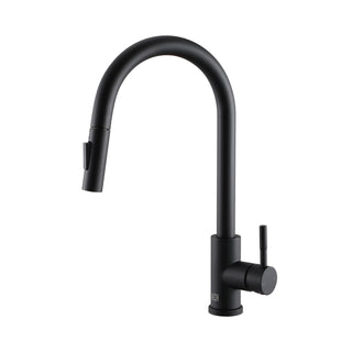 Jack Single Handle Pull Down Sprayer Kitchen Faucet in Matte Black