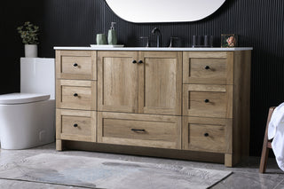 60 Inch SIngle Bathroom Vanity In Natural Oak