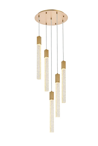 Weston 5 lights pendant in satin gold