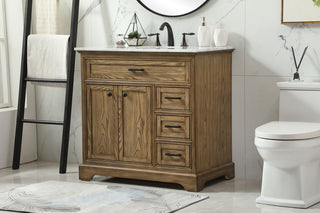 36 inch Single bathroom vanity in driftwood