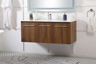 48 inch  Single Bathroom Floating Vanity in Walnut Brown