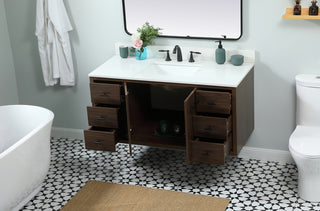 48 inch Single bathroom vanity in walnut with backsplash