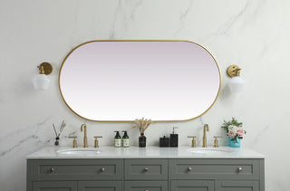 Metal Frame Oval Mirror 30x60 Inch in Brass