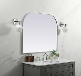 Metal Frame Arch Mirror 42x34 Inch in Silver