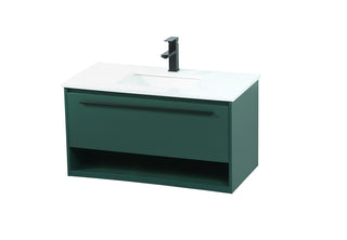 36 inch Single bathroom vanity in green