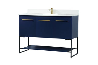 48 inch Single bathroom vanity in blue with backsplash