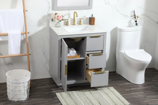 30 inch Single bathroom vanity in grey with backsplash