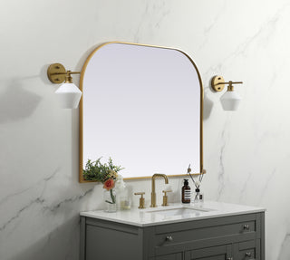 Metal Frame Arch Mirror 42x34 Inch in Brass