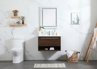 30 inch Single bathroom vanity in walnut with backsplash