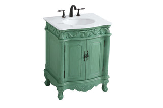 27 inch Single Bathroom vanity in vintage mint with ivory white engineered marble