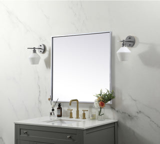 Metal Frame Square Mirror 24 inch in Silver