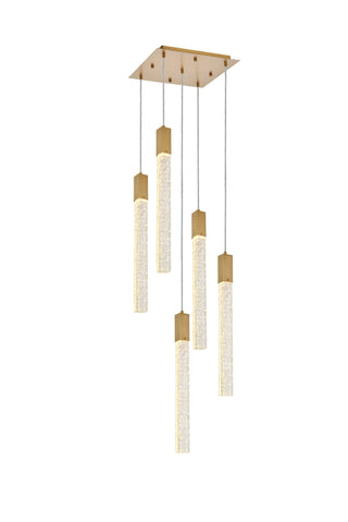 Weston 5 lights pendant in satin gold