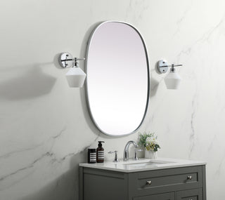 Metal Frame Oval Mirror 27x36 Inch in Silver