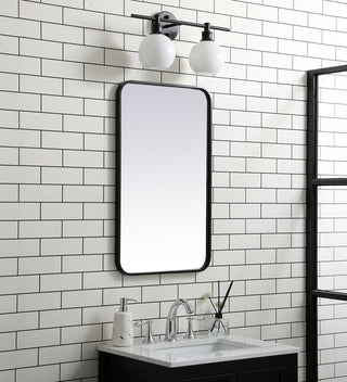 Soft corner metal rectangular mirror 18x30 inch in Black