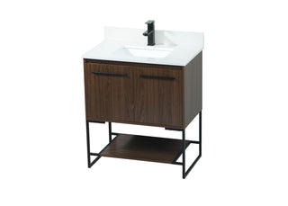 30 inch Single bathroom vanity in walnut with backsplash