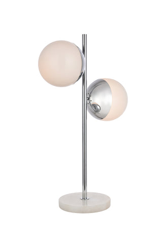 Eclipse 2 Lights Chrome Table Lamp With Frosted White Glass