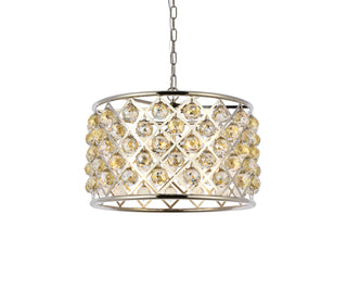 Madison 6 light polished nickel Pendant Golden Teak (Smoky) Royal Cut Crystal