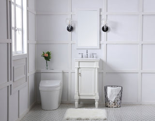 18 inch Single Bathroom vanity in antique white with ivory white engineered marble