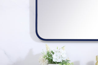 Soft corner metal rectangular mirror 30x60 inch in Blue