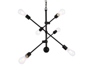 Axel 6 lights black pendant with chain