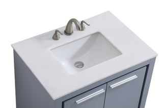 30 inch Single Bathroom vanity in Grey with ivory white engineered marble