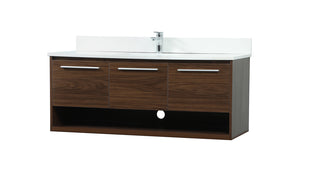 48 inch Single bathroom vanity in walnut with backsplash