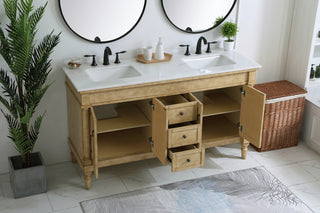 60 inch Double Bathroom Vanity in Antique Beige