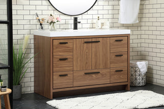 48 inch Single bathroom vanity in walnut brown