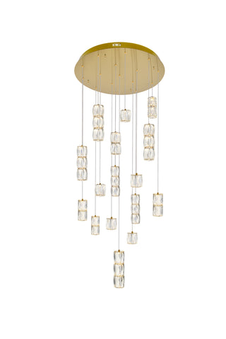 Polaris LED light Gold Pendant Clear Crystal