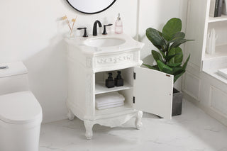 24 inch Single bathroom vanity in antique white