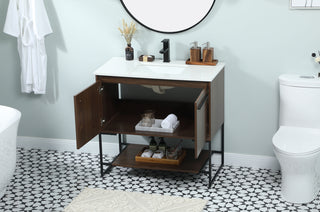 36 inch Single bathroom vanity in walnut