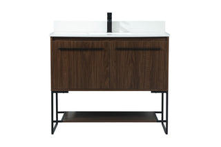 40 inch Single bathroom vanity in walnut with backsplash