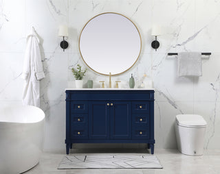 48 inch Single bathroom vanity in blue with backsplash