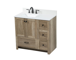 36 inch Single bathroom vanity in natural oak with backsplash