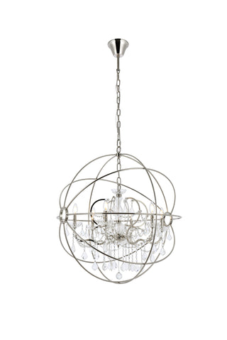 Geneva 6 light polished nickel Chandelier Clear Royal Cut crystal